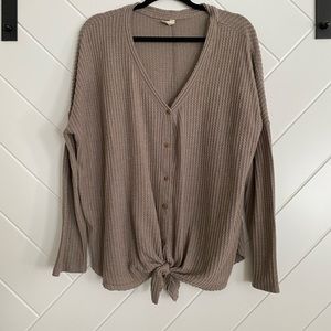 Thermal Button Up Tie Top